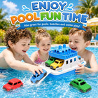 Ferry Bath Toy With Mini Cars  Floating Toy Boat   Slide-out Ramp Water Play Set