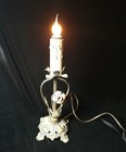 Bronzed Cast Iron Candle Lamp Antique   Vtg  Victorian Floral