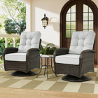 3pcs Outdoor Patio Swivel Rocker Chair W table Wicker Patio Furniture Bistro Set