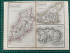 1832 Antique Map - Jersey  Guernsey  Isle Of Man By Hall