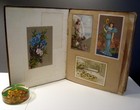 Z17 - Victorian Album  Antique Scrapbook  1840s-1870s  60 Pages  Cards   Prints