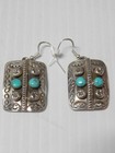 Big And Bold Vintage Navajo  Sterling Silver Turquoise Dangler Earrings