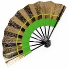 Vintage Japanese Kyoto Odori Maiogi Folding Gold   Green Dance Fan  Rtmar23-e