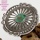 Navajo Turquoise Belt Buckle Arnold Blackgoat Sterling Silver Concho Stamped Rug