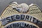 Vintage General Motors Security Officer Badge Silver Tone Eagle Top Obsolete Gm