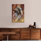 Ryounoart Native American Canvas Art Indian Chief Painting Wall Decor Rustic    