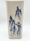 Antique 10 5    Chinese Blue White Porcelain Mountain Scenery Square Vase