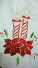 72x126  Polyester Holiday Party Christmas Embroidery White Poinsettia Tablecloth