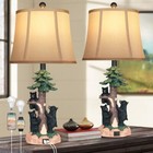 Rustic Farmhouse Climbing Bear Table Lamps Set Of 2 For Living Room With Usb 