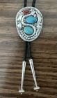Sterling Silver Rattlesnake Turquoise   Coral Bolo Tie - Kenny Ray Mcneilley Jr 