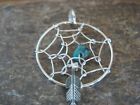 Navajo Indian Jewelry Handmade Sterling Silver Turquoise Dreamcatcher Pendant 