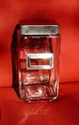 Vintage Square Glass Apothecary Medical Canister Jar Metal Label