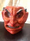 Halloween Paper Mache Pulp Devil Lantern Wire Handle vellum Paper Face Insert