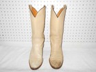 Frye Vtg 2308 Made In Usa Mens 8 5 D Ivory Leather Western Boots              