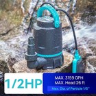 1 2 Hp Utility Pump 3159 Gph Submersible Water Pump With Float Switch  Draining 