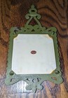 Vintage 70s Owl In Green Leaves Tile Mounted In Iron Table Trivet Mcm Home Decor