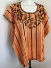 Vintage Guatemalan Huipil Poncho Top Heavy Embroidered Birds Handwoven Boho Os