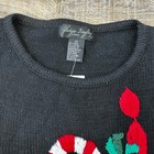 Christmas Embroidered Candy Cane Sweater Womens Size 2x Black Ugly Vintage Nwt