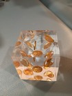 Vintage 1955 S Wheat Penny Lucite Cube Paperweight Mid Century Modern Coin Decor