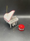 Vtg Wooden Piano And Drum Ornaments Made In Taiwan