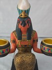 Veronese 2001 Egyptian Falcon God Horus Statue Figurine 2 Tealight Holder Red