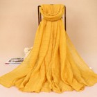 Muslim Women Crinkle Scarves Warp Cotton Linen Long Scarf Hijab Shawl Headwear