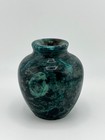 Vintage Green Serpentine Stone Mini Vase     Hand Carved Marble-like Decor     3 