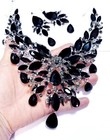 Breastshield Bib Necklace Earring Set Rhinestone Black Bridal Prom Jewelry