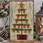 Primitive Christmas Tree Jingle Bells Hand Painted Reclaimed Wood Wall Decor