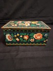 Vintage Daher Floral Tin With Hinged Embossed Lid Marked Made In England