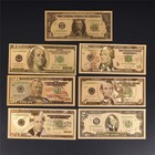 7pc 24k Gold Foil Plated U s  Dollar Banknotes Gift -  1  2  5  10  20  50  100