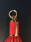 Michael Kors Red Leather Tassel Key Chain  Bag Charm With Gold Color  Hardware