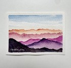 Aceo Original Watercolor Landscape Painting Colorful Mountain Art  2 5 X 3 5