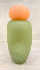 Hand-blown Pink And Green Glass Bottle   Vase Pinched Profile Textured Finish
