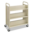 Safco Steel Book Cart Six-shelf 36w X 18-1 2d X 43-1 2h Sand 5357sa
