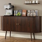 Large Storage Buffet Cabinet Fluted Sideboard Mahogany Cabinet 2 Doors 4 Shelves