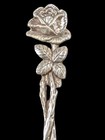 Antique German 800 Silver Cocktail Olive Fork With Rose Theme 