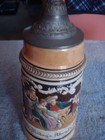 Vintage German Lidded Beer Stein With Rare German Motto  1l 10 1 2  Tall 