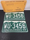 1968 Colorado License Plate Pair With Paper Envelope 