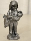 Michael Ricker Pewter Figurine Girl Pajamas Doll Signed 3   367 Vintage