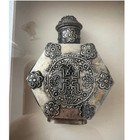 Vintage Asian Antique Snuff Bottle Floral Double Vajra Hexagonal 3d Framed Box