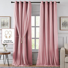 Pink Blackout Window Curtains 84 Inch 2 Panel Set With Sheer Overlay Grommet Top