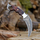 Damascus Steel Karambit Hunting Skinner Knife With Rosewood Handle Camping Knife