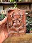 Vintage 1800 s Wooden Hand Carved Orange Painted God Ganesha Rare Figure