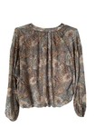 Dress Forum Blouse Size Small Paisley Print Sheer Long Sleeve Multicolor Cottage