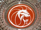Vintage Casino 4 1 2  Across Mgm Lion  Glass Ashtray 
