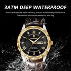 Calendar Waterproof Luminous Auto Date Week Watch Sport Leather Strap Mens Watch
