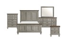 New Queen King 5pc Acacia Solid Wood Gray Brown Bedroom Set Rustic Bed d m n c