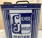 Original 1930   s  Vintage Silver Shield Motor Oil Metal Can 2 Two Gallon Old Big