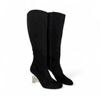 Stuart Weitzman 7 1 2 Women   s Black Suede Leather Knee High Boots Lucite Heel